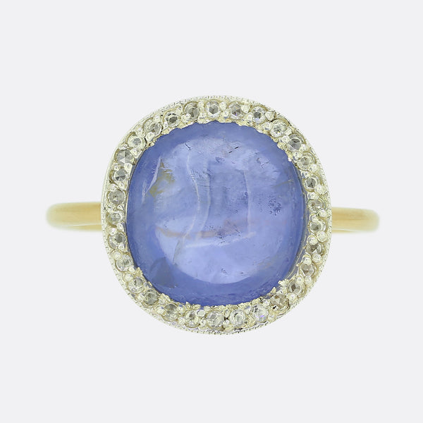 5.61 Carat Ceylon Sapphire and Diamond Cluster Ring