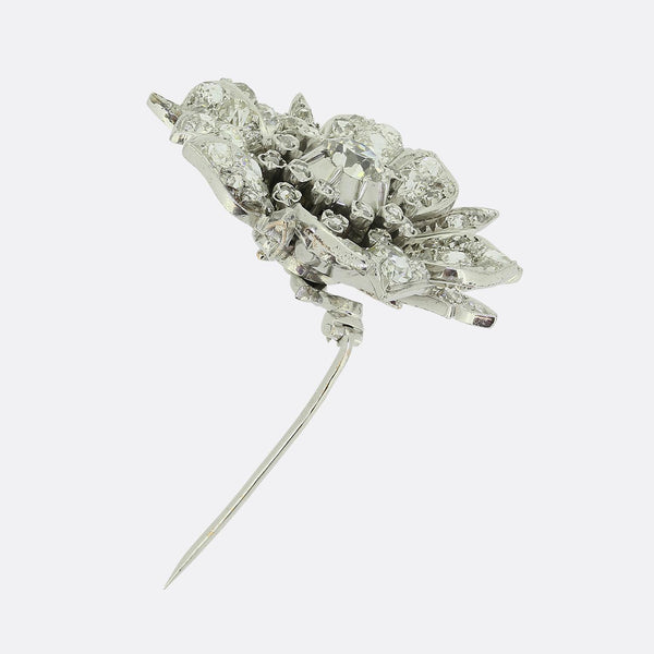 Antique Diamond Flower Brooch