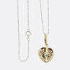 Antique Rose Cut Diamond Heart Pendant Necklace