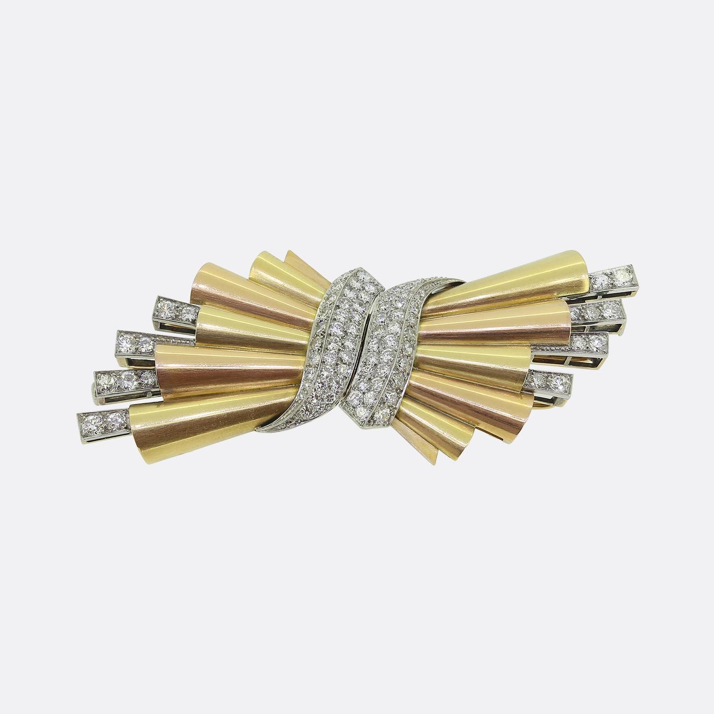 Retro Diamond Double-Clip Brooch