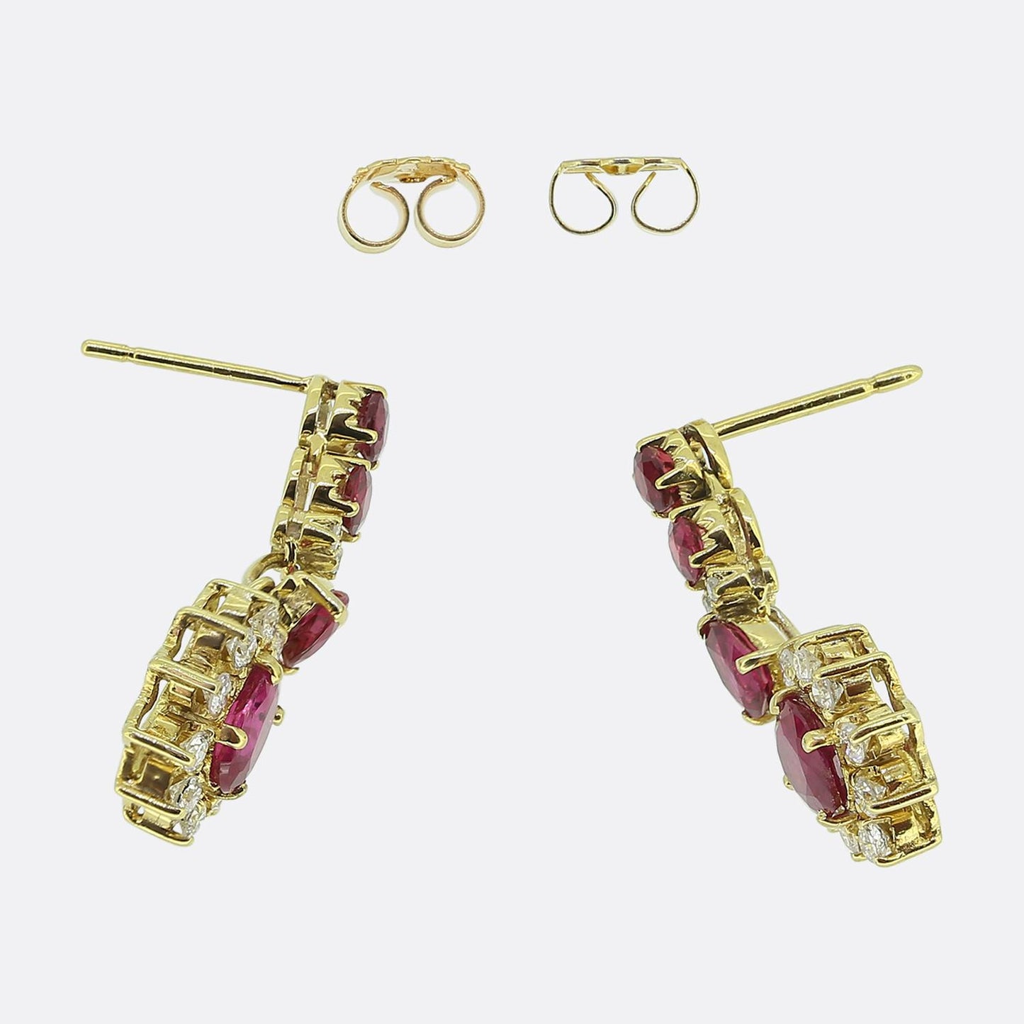 Vintage Ruby and Diamond Drop Earrings