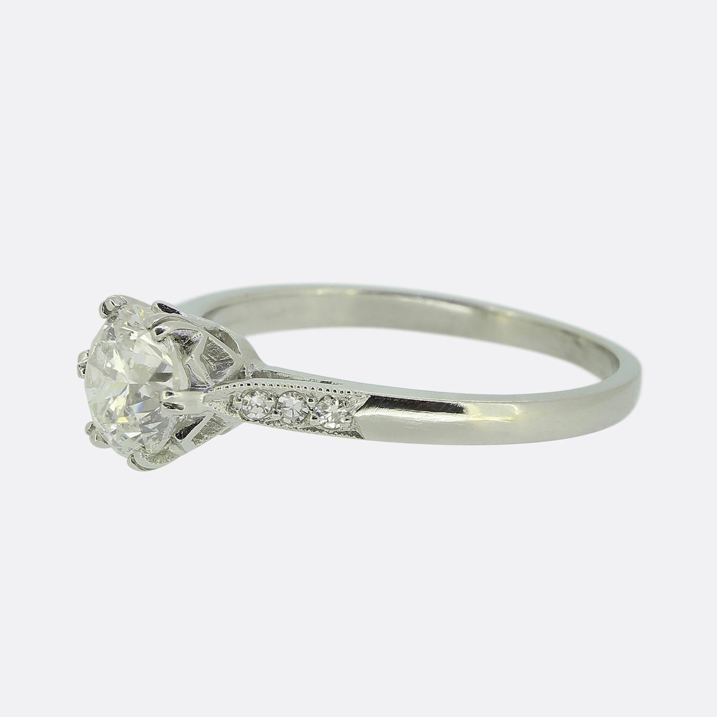 Art Deco 0.90 Carat Diamond Engagement Ring