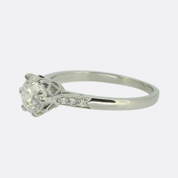 Art Deco 0.90 Carat Diamond Engagement Ring