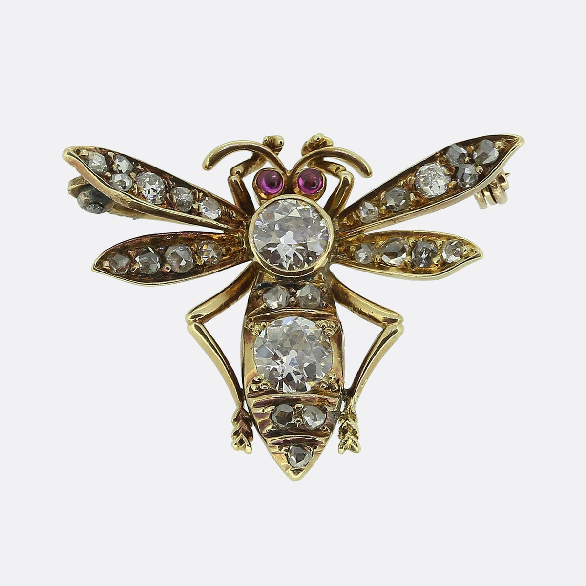 Victorian Ruby and Diamond Fly Brooch