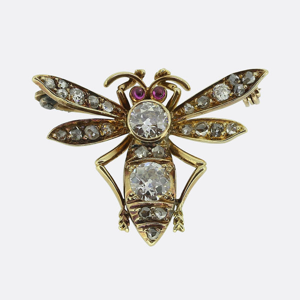 Victorian Ruby and Diamond Fly Brooch