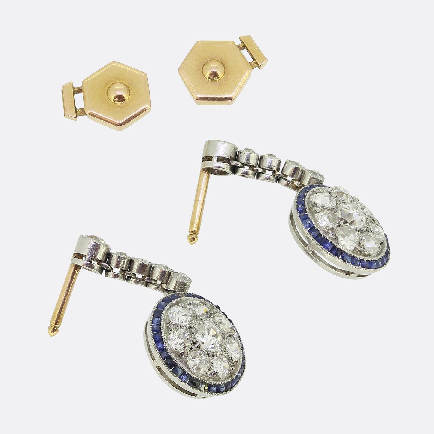 Art Deco Sapphire and Diamond Drop Earrings