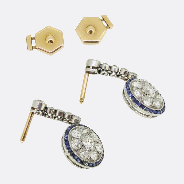 Art Deco Sapphire and Diamond Drop Earrings