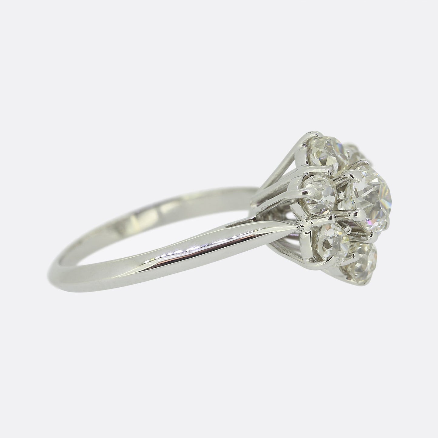 Vintage 1.48 Carat Old Cut Diamond Cluster Ring