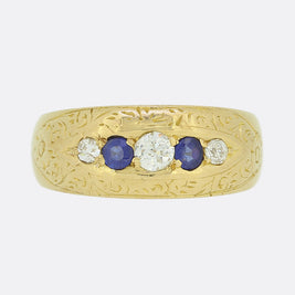Victorian Sapphire and Diamond Five Stone Ring