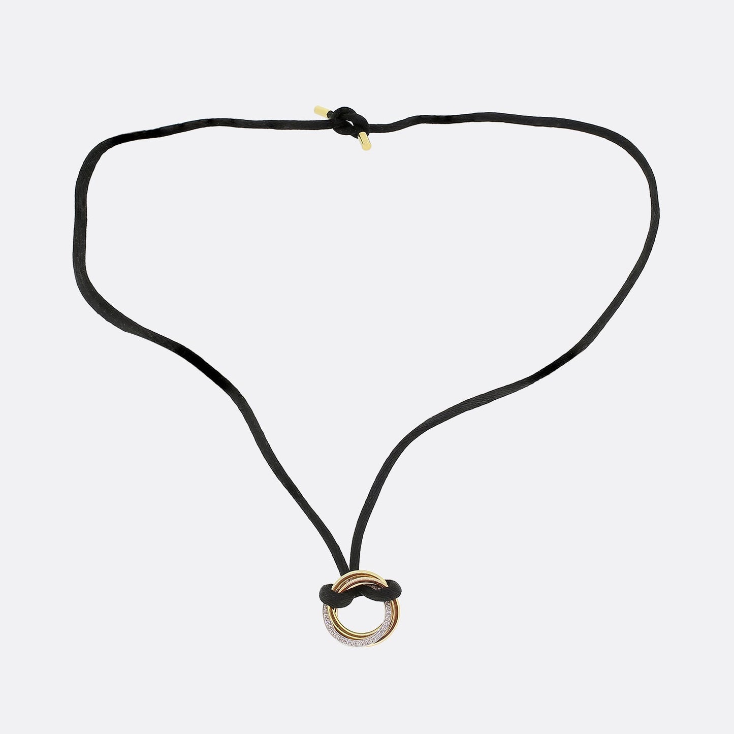 Cartier Trinity Diamond Three Tone Gold Cord Necklace