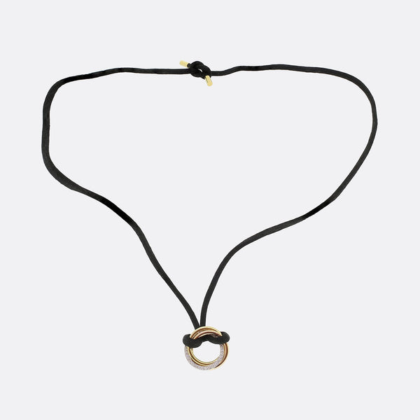 Cartier Trinity Diamond Three Tone Gold Cord Necklace