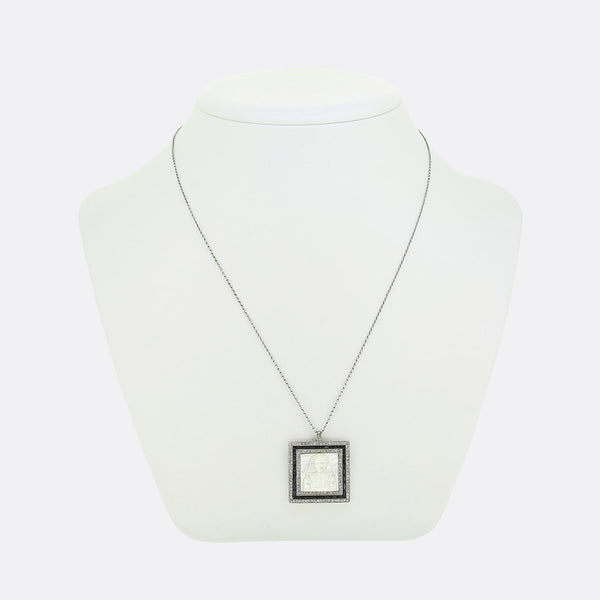 Art Deco Mother of Pearl Sapphire and Diamond Tutankhamun Pendant Necklace