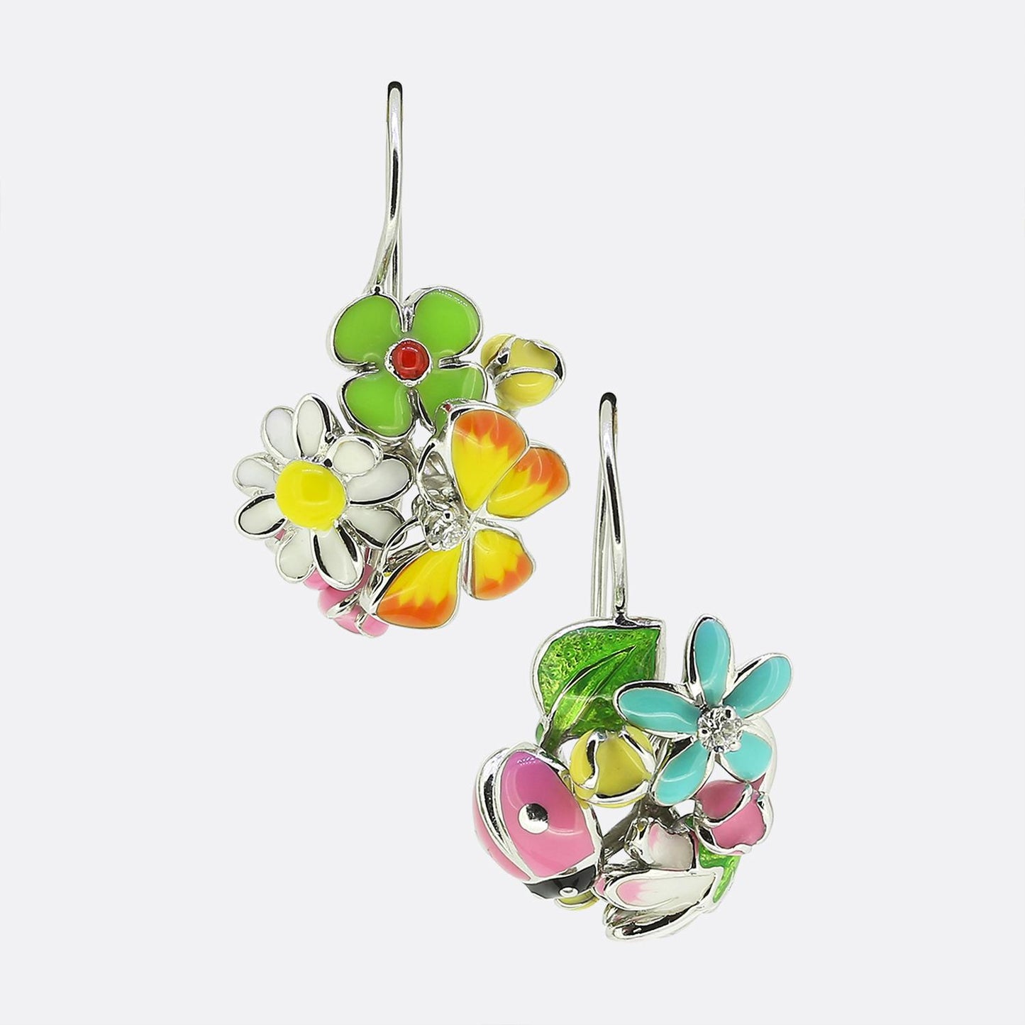 Dior Diorette Enamel and Diamond Earrings