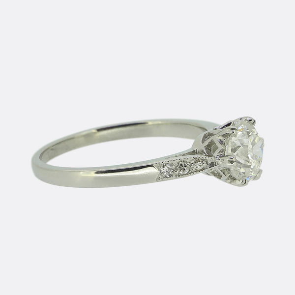 Art Deco 0.90 Carat Diamond Engagement Ring