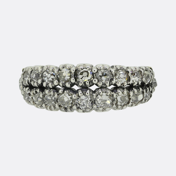 Victorian Old Cut Diamond Two Row Ring