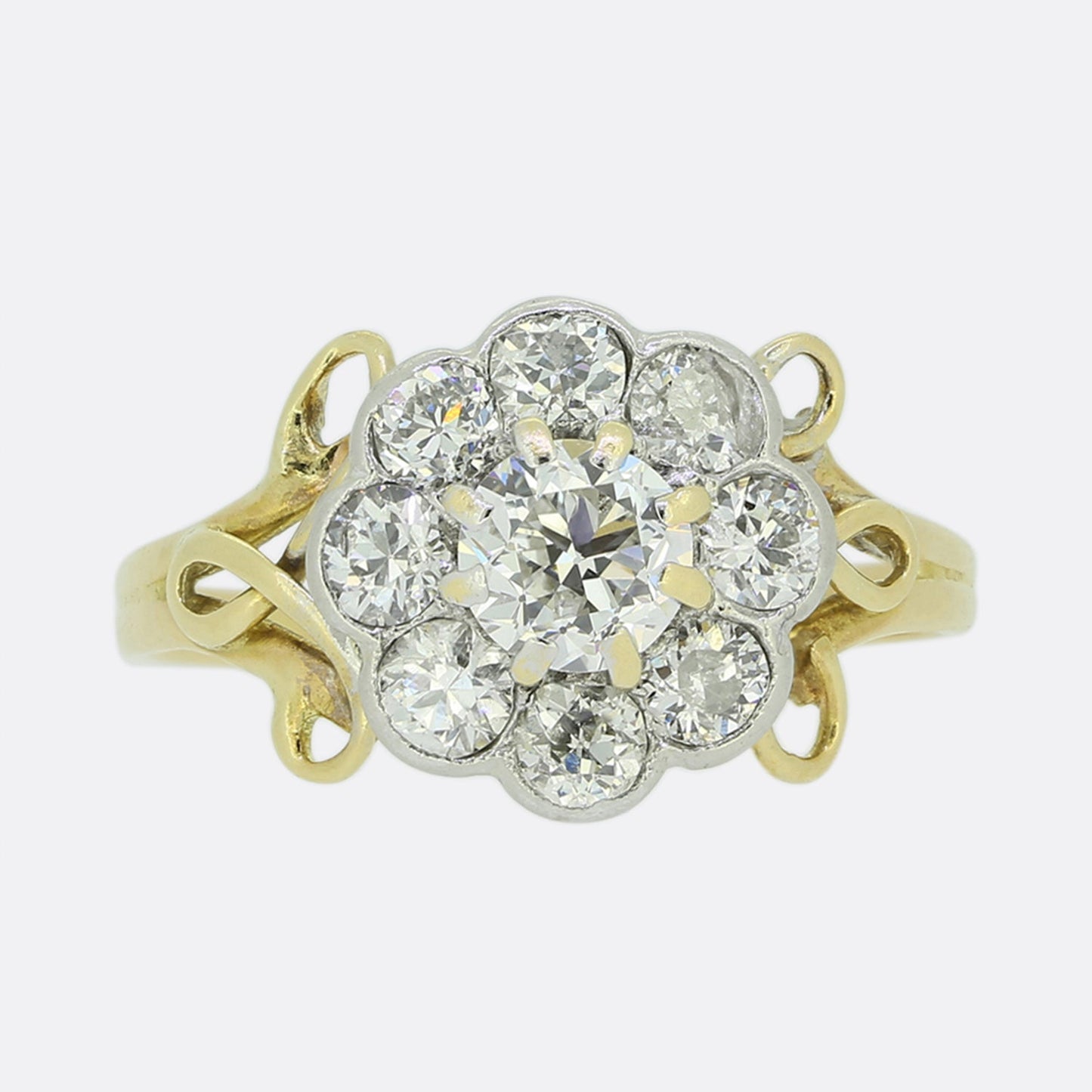 Victorian 0.70 Carat Old Cut Diamond Cluster Ring