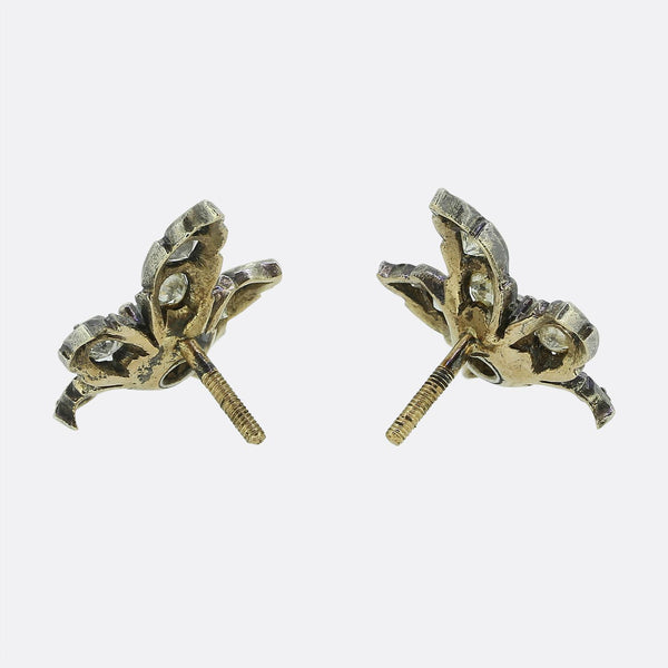 Antique Diamond Maple Leaf Earrings