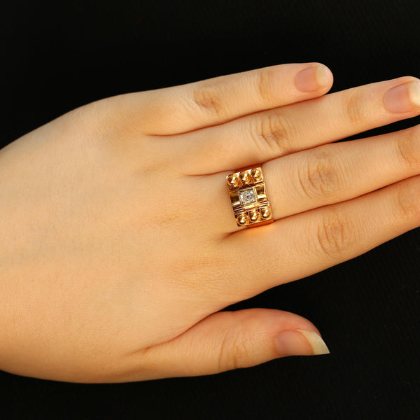 Antique French Diamond Signet Ring