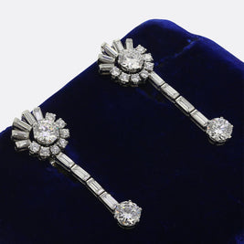 Art Deco 6.32 Carat Diamond Drop Earrings