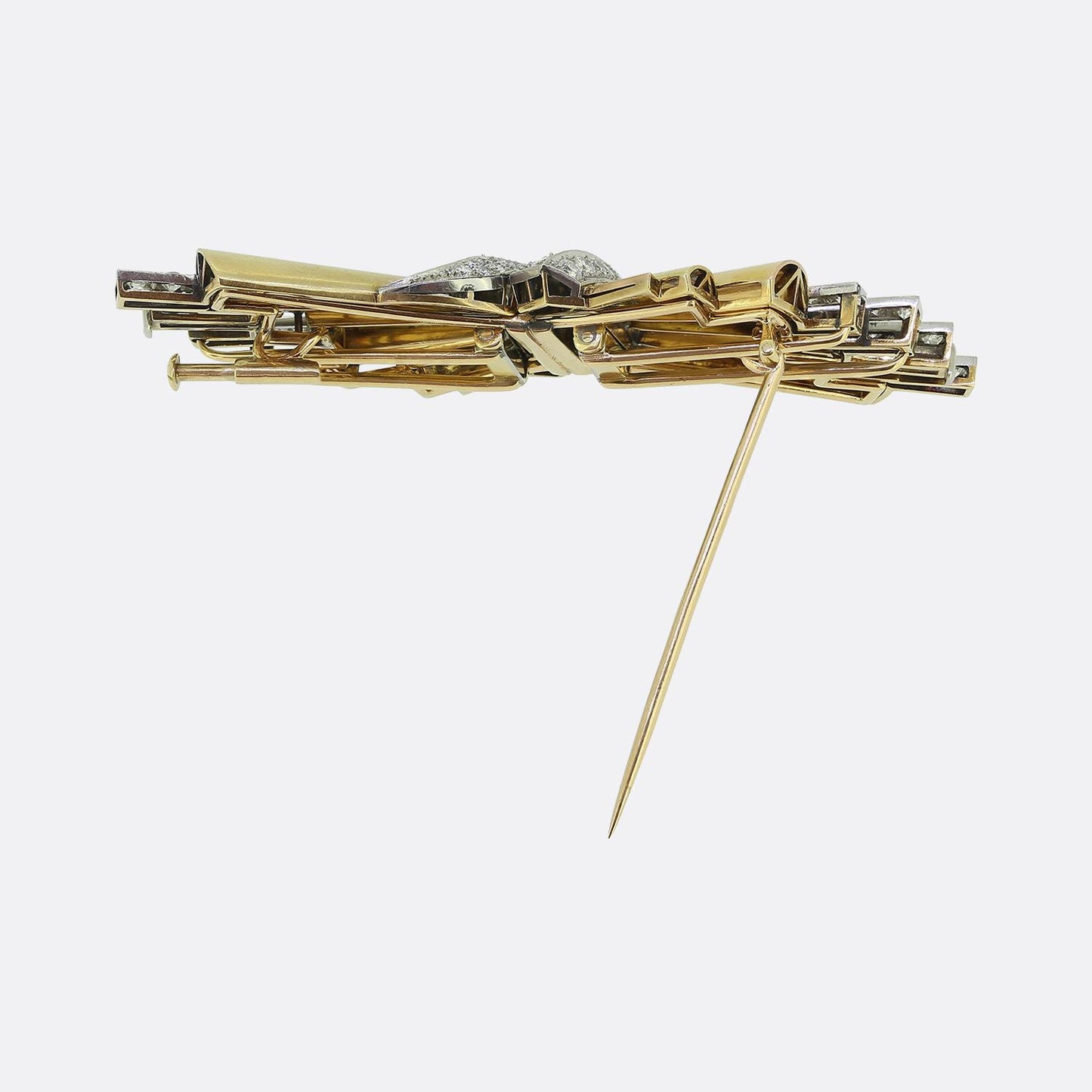 Retro Diamond Double-Clip Brooch
