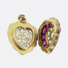 Victorian Burmese Ruby and Diamond Heart Locket Pendant