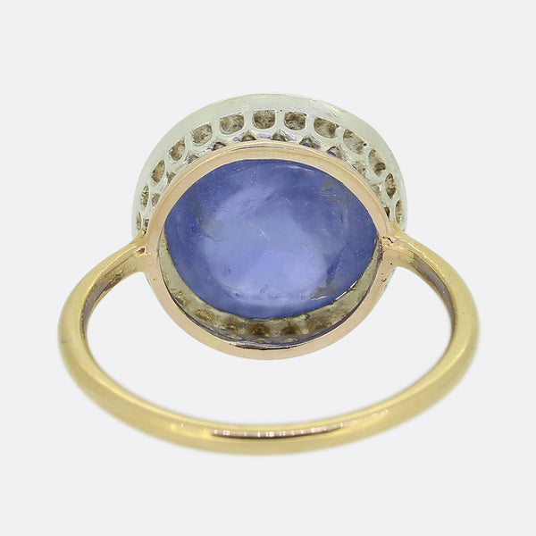 5.61 Carat Ceylon Sapphire and Diamond Cluster Ring