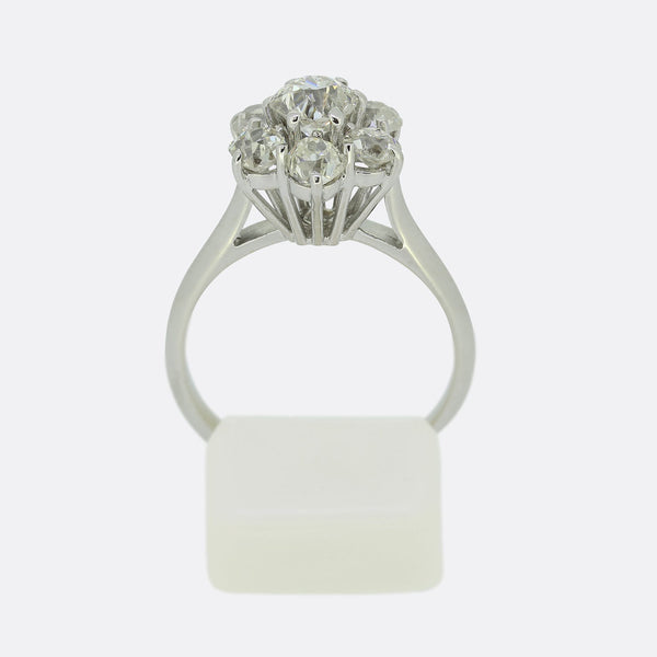 Vintage 1.48 Carat Old Cut Diamond Cluster Ring