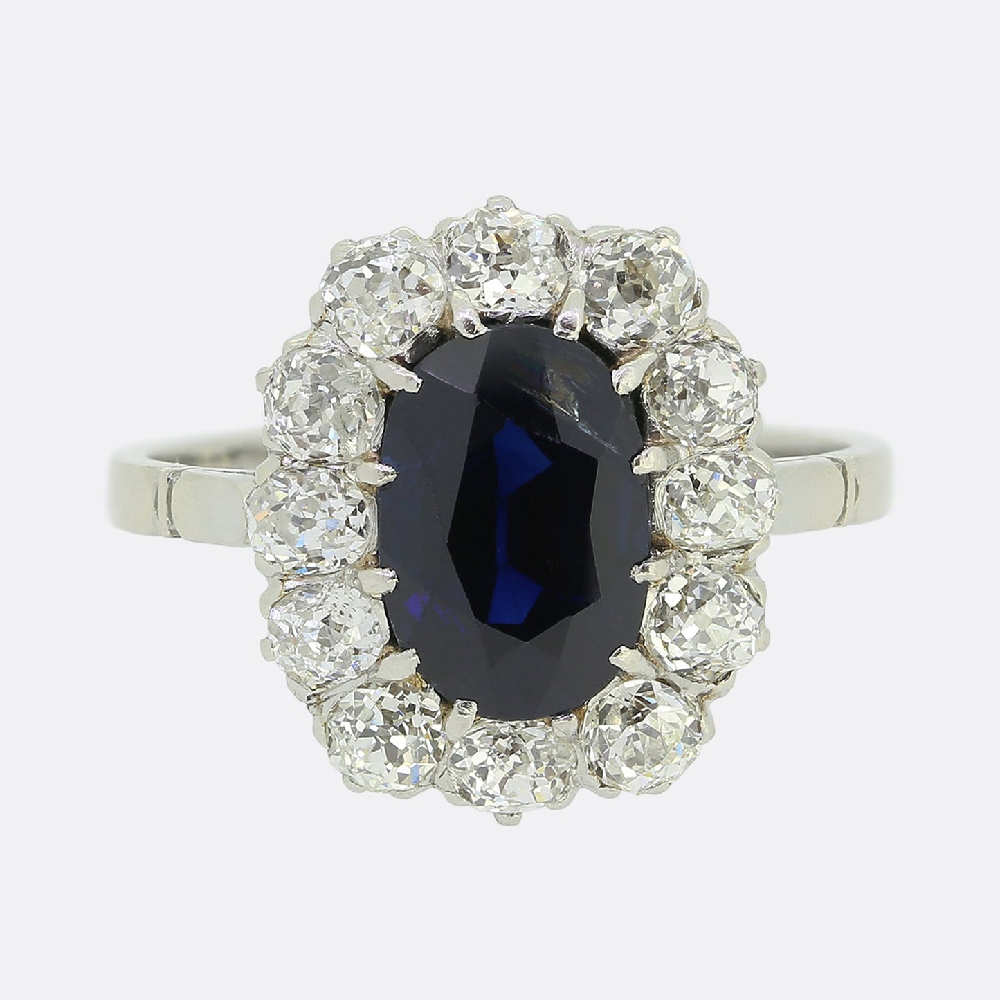 French Antique Sapphire and Diamond Cluster Ring