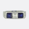 Cartier Art Deco Ruby Sapphire and Diamond Three-Stone Rings Set