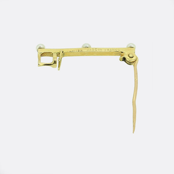 Cartier Pearl Mini Bar Brooch