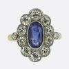 Edwardian 0.95 Carat Burmese Sapphire and Diamond Cluster Ring
