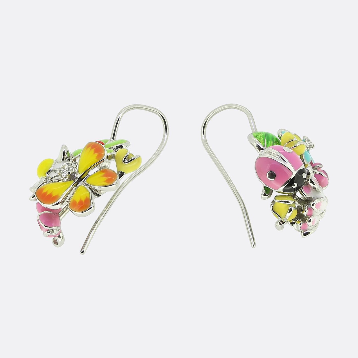 Dior Diorette Enamel and Diamond Earrings