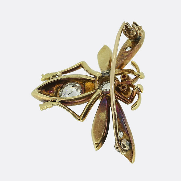 Victorian Ruby and Diamond Fly Brooch