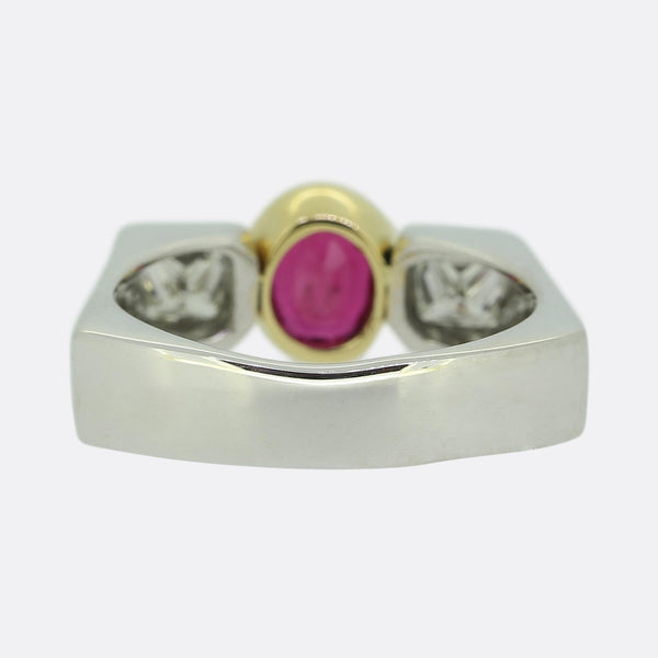 Vintage Ruby and Diamond Three-Stone Ring