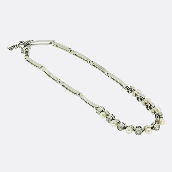 Edwardian Pearl and Diamond Bracelet
