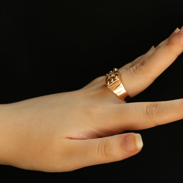 Antique French Diamond Signet Ring