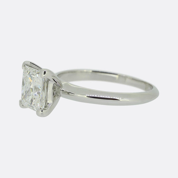 1.59 Carat Princess Cut Diamond Solitaire Engagement Ring