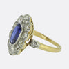 Edwardian 0.95 Carat Burmese Sapphire and Diamond Cluster Ring