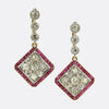 Art Deco Ruby and Diamond Drop Earrings