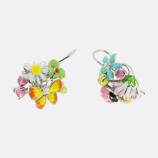 Dior Diorette Enamel and Diamond Earrings