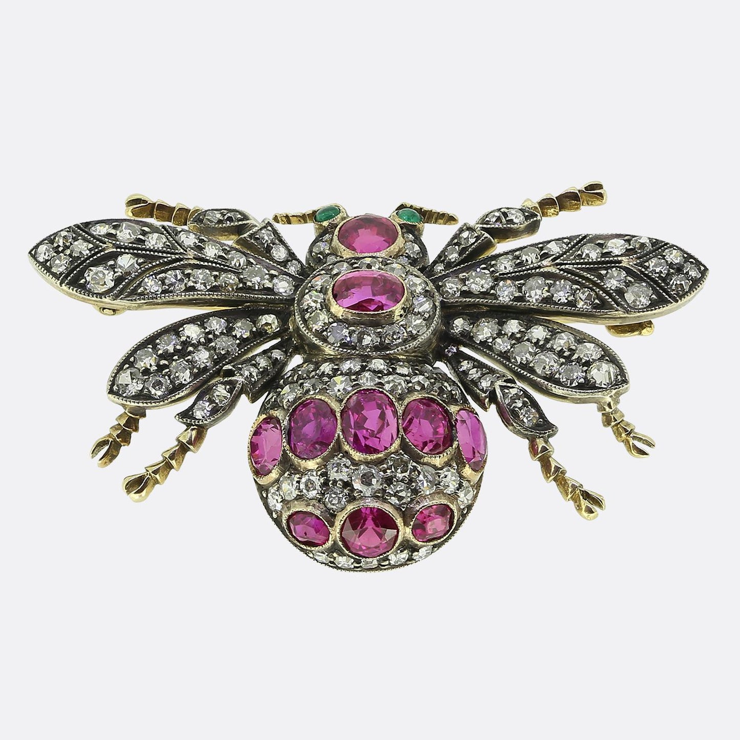 Antique Ruby and Diamond Fly Brooch