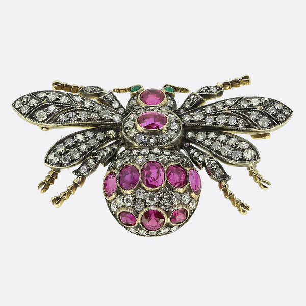 Antique Ruby and Diamond Fly Brooch