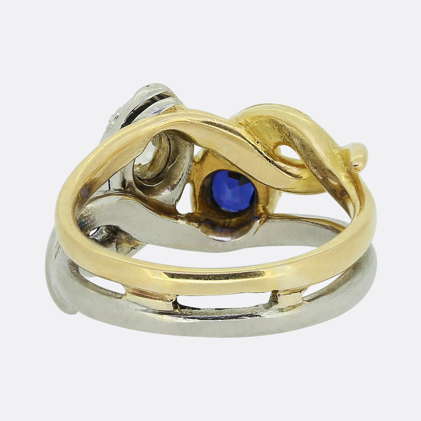 Edwardian Sapphire and Diamond Double Snake Ring