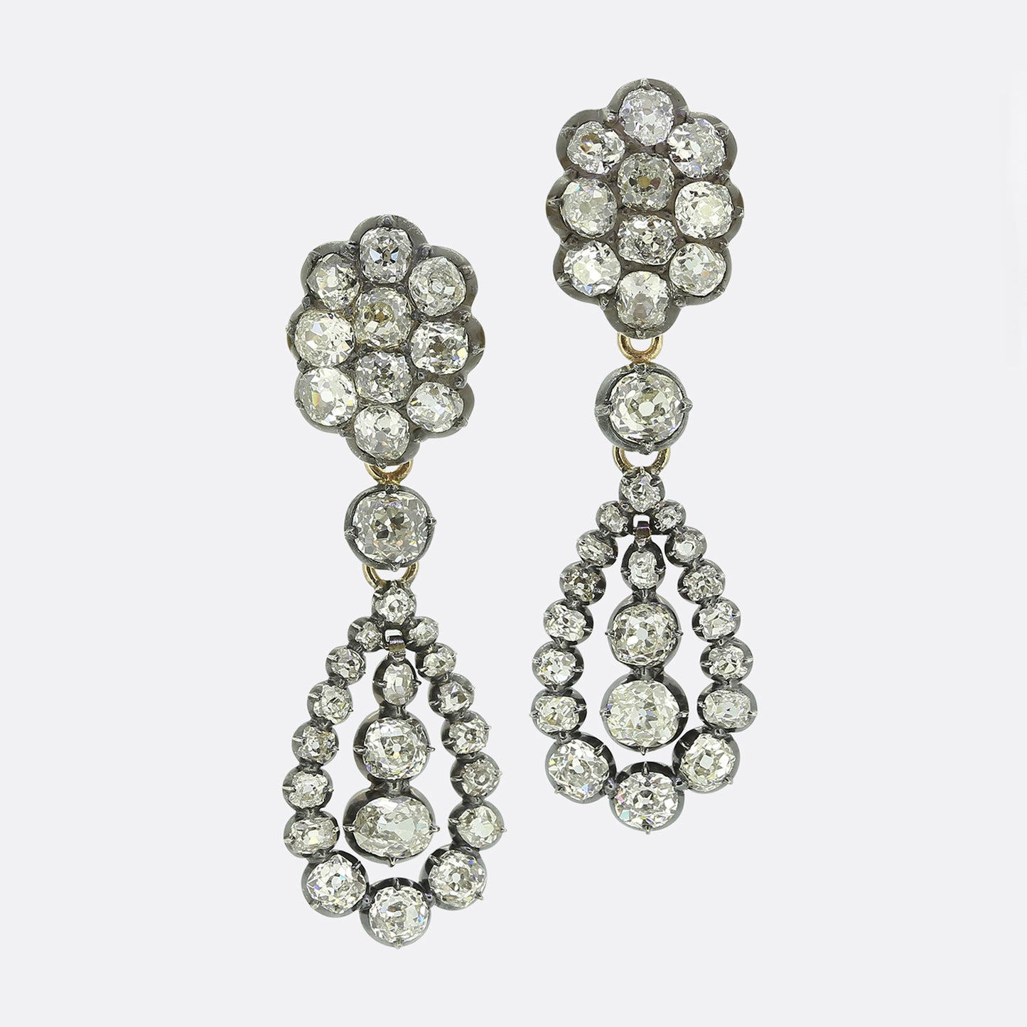 Victorian Old Cut Diamond Drop Earrings