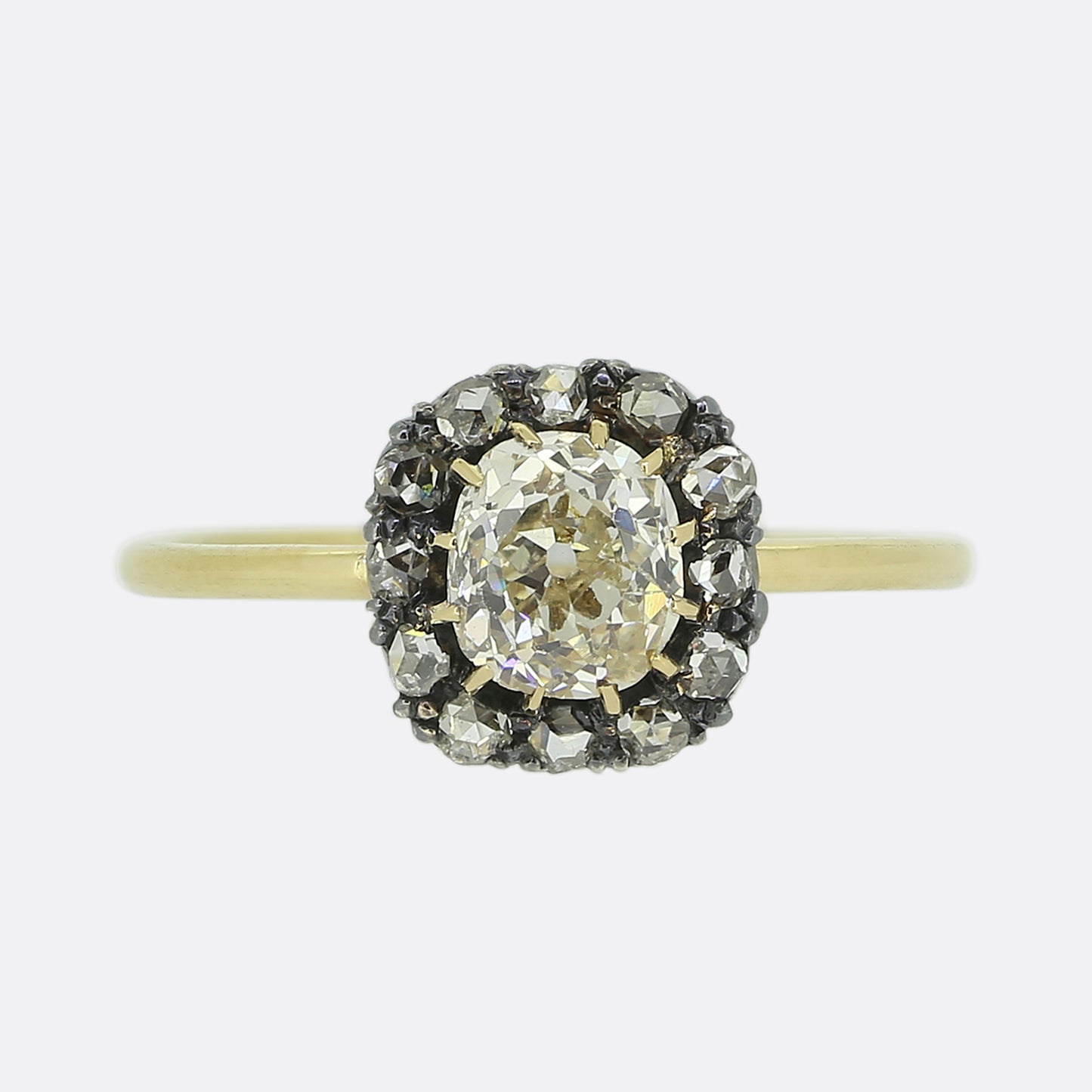 Victorian 0.80 Carat Old Cut Diamond Cluster Ring