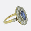 Edwardian 0.95 Carat Burmese Sapphire and Diamond Cluster Ring