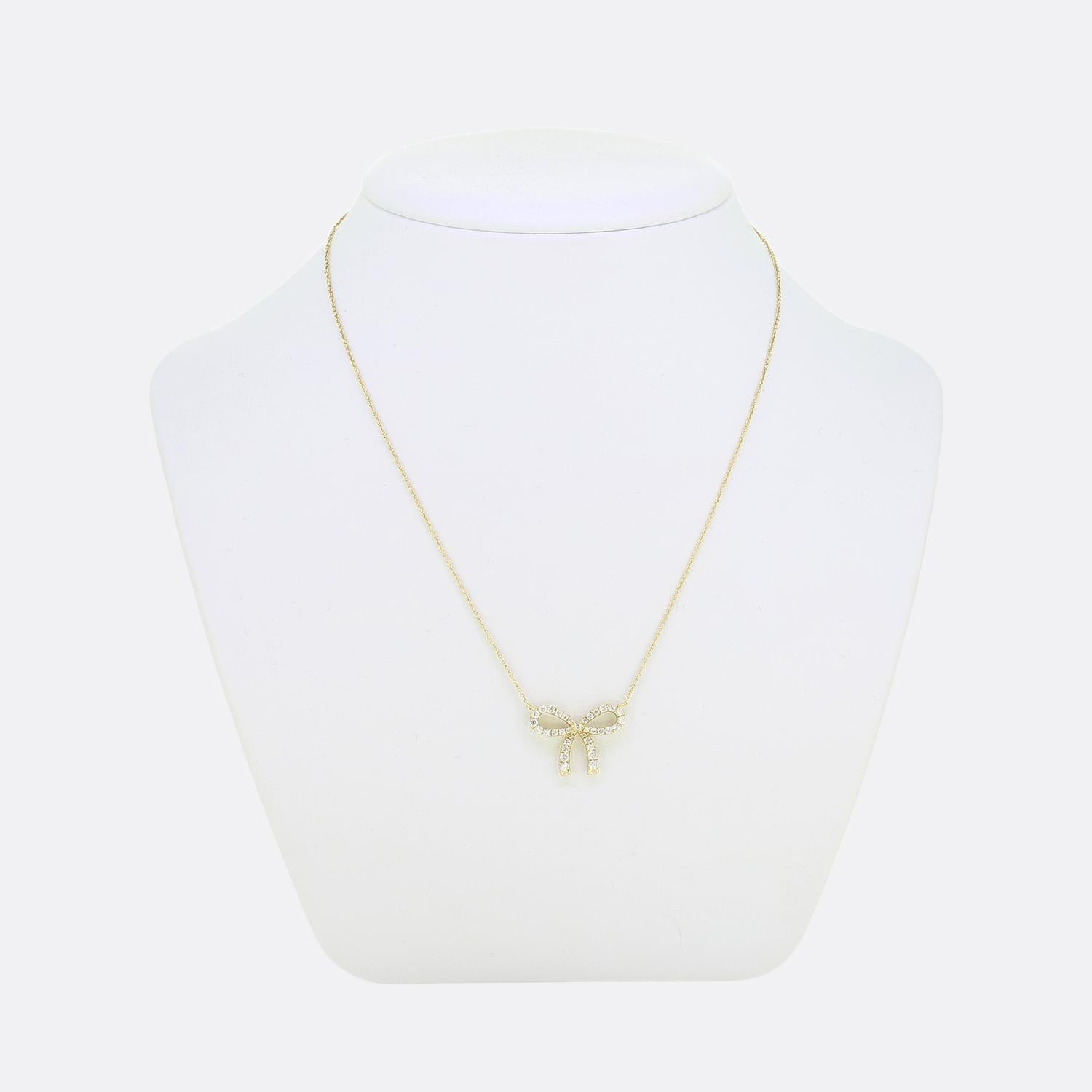 Diamond ribbon necklace sales