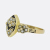 Victorian Pearl and Black Enamel Flower Ring
