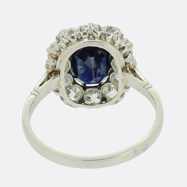 French Antique Sapphire and Diamond Cluster Ring