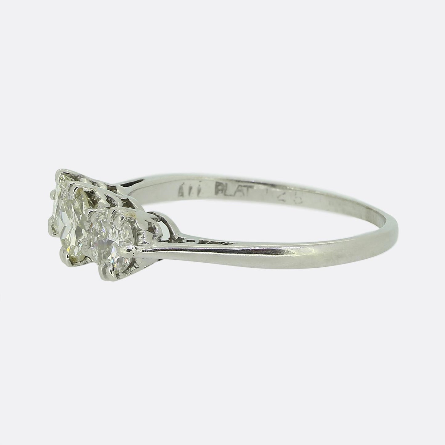 Vintage Transitional Cut Diamond Three-Stone Ring